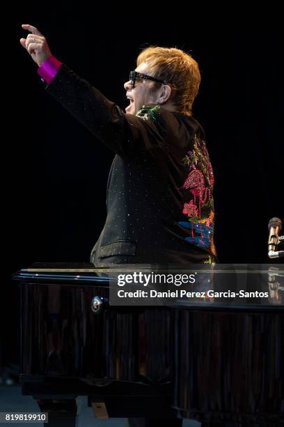 British singer Elton John performs on stage during a concert at the Starlite music festival on July 20, 2017 in Marbella, Spain.