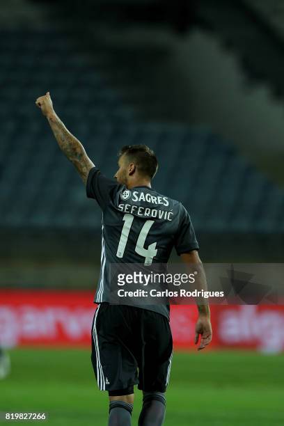 Benfica's forward Haris Seferovic from Switzerland celebrates scoring Benfica second goal during the Pre-Season Algarve Cup match between SL Benfica...