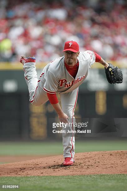 Brett Myers of the Philadelphia Phillies pitches during the game against the Cincinnati Reds at Great American Ball Park in Cincinnati, Ohio on April...