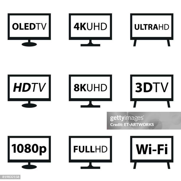 tv icon set - wohnhaus stock illustrations