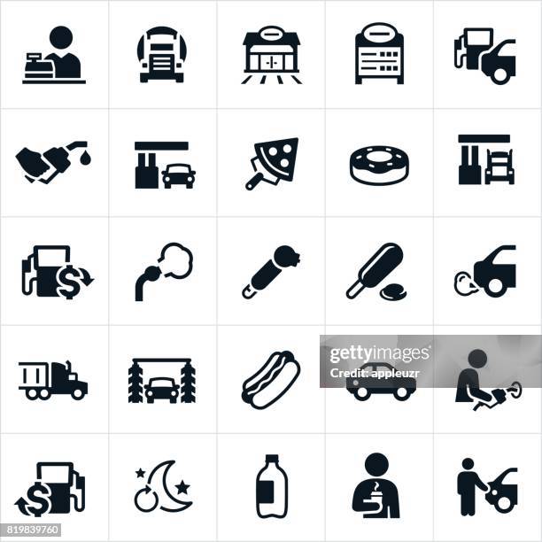 ilustrações de stock, clip art, desenhos animados e ícones de gas station icons - information icon i