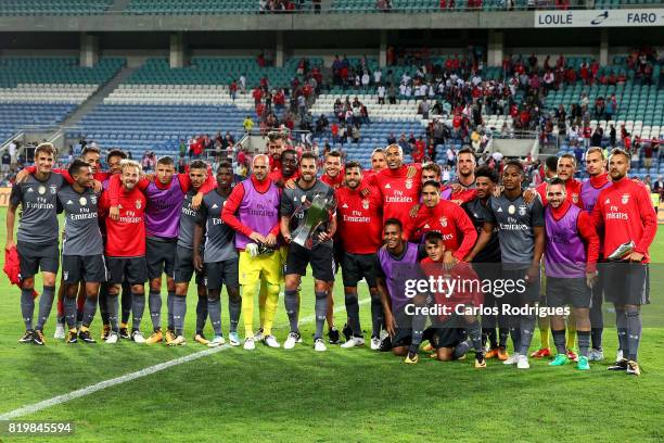 Benfica players with the Algarve Cup 2017 trophy after the Pre-Season Algarve Cup match between SL Benfica and Real Betis FC at Estadio do Algarve on...