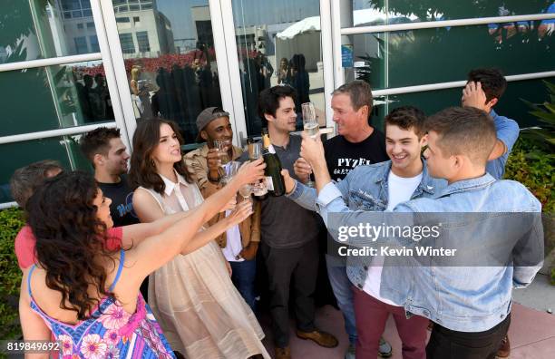 The cast of "Teen Wolf" celebrate their final season backstage after their Hall H panel during Comic-Con International 2017 at San Diego Convention...