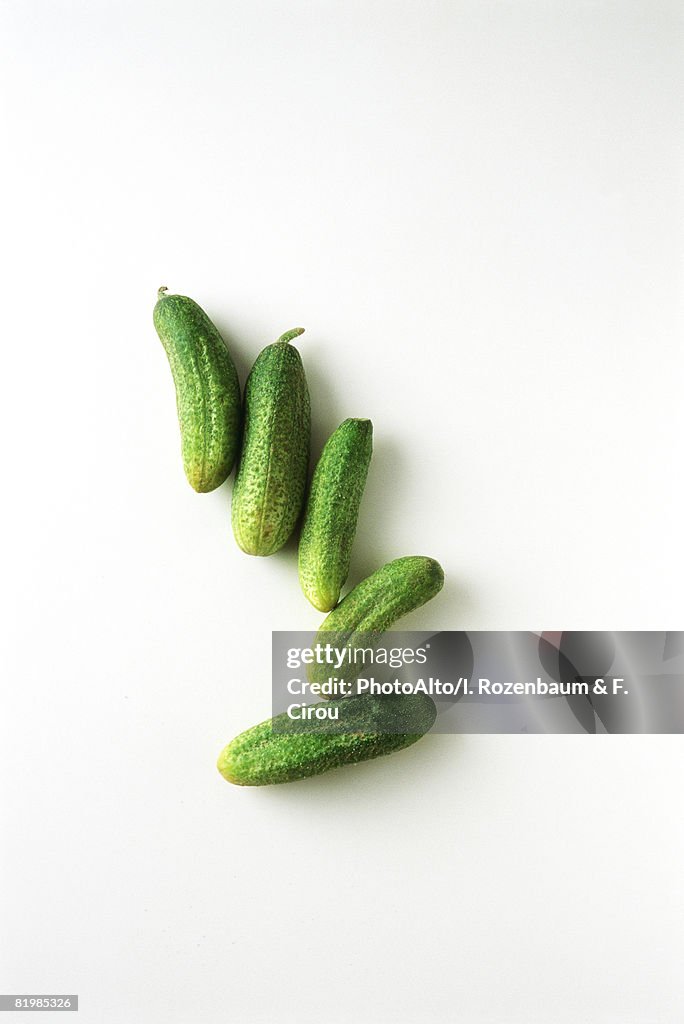 Several cucumbers, high angle view