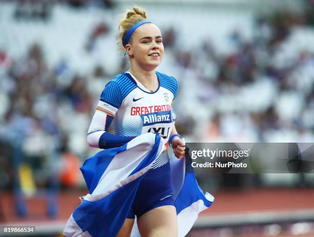 Maria Lyle of Great Britain after Women's 100m F35 Final during World Para Athletics Championships at London Stadium in London on July 19, 2017