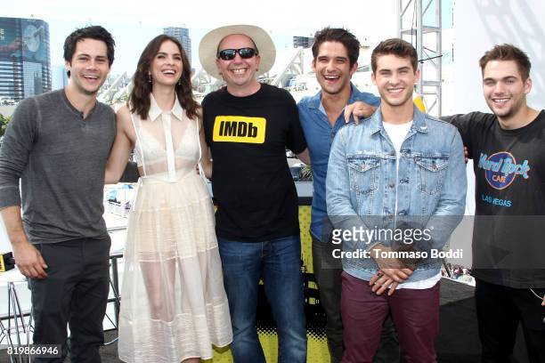 Actors Dylan O'Brien, Shelly Hennig, Founder and CEO of IMDb Col Needham, actors Tyler Posey, Cody Christian and Dylan Sprayberry at the #IMDboat At...