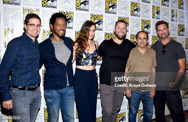 Producer Wes Tooke, actors Tory Kittles, Sarah Wayne Callies, writer/producer Ryan Condal, actors Peter Jacobson and Josh Holloway at the "Colony"...