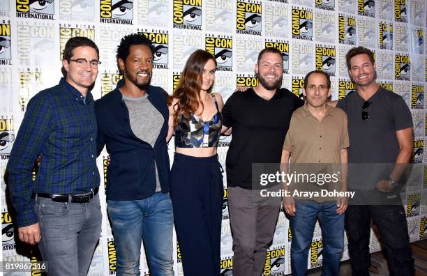 Producer Wes Tooke, actors Tory Kittles, Sarah Wayne Callies, writer/producer Ryan Condal, actors Peter Jacobson and Josh Holloway at the "Colony"...