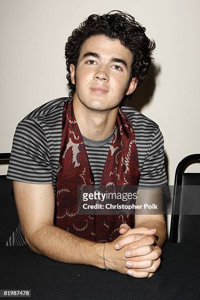 Kevin Jonas of The Jonas Brothers during a press conference before the live taping of MTV's "FNMTV" on July 18, 2008 in Hollywood, CA. The show airs...
