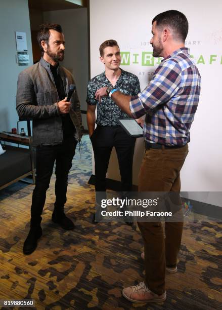 Actors Justin Theroux and Dave Franco of 'Lego Ninjago' at 2017 WIRED Cafe at Comic Con, presented by AT&T Audience Network on July 20, 2017 in San...