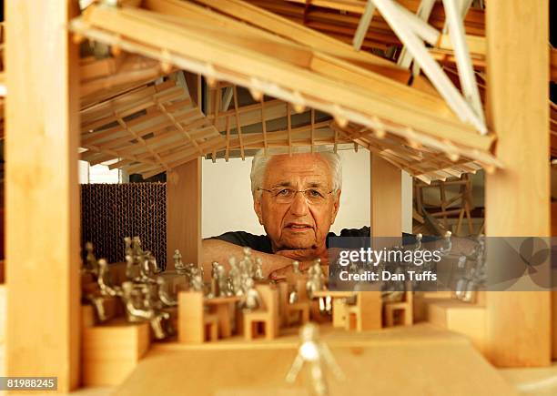 Frank Gehry poses for a photo in his office in Los Angeles, California on June 24, 2008.