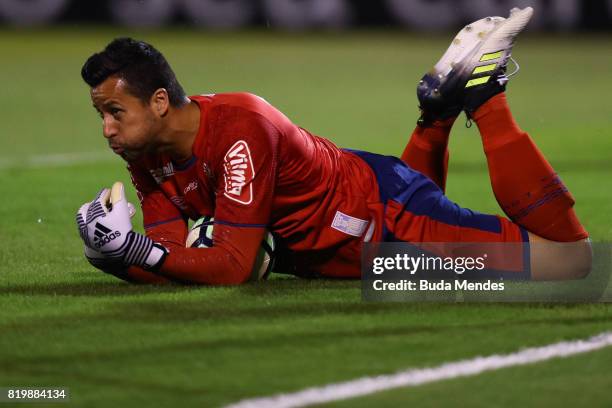 Goalkeeper Fabio of Cruzeiro in action during a match between Fluminense and Cruzeiro as part of Brasileirao Series A 2017 at Giulite Coutinho...