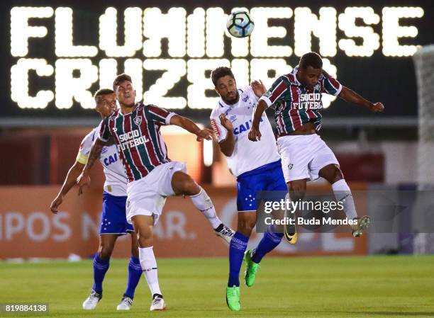 Wendel of Fluminense struggles for the ball with Leo of Cruzeiro during a match between Fluminense and Cruzeiro as part of Brasileirao Series A 2017...