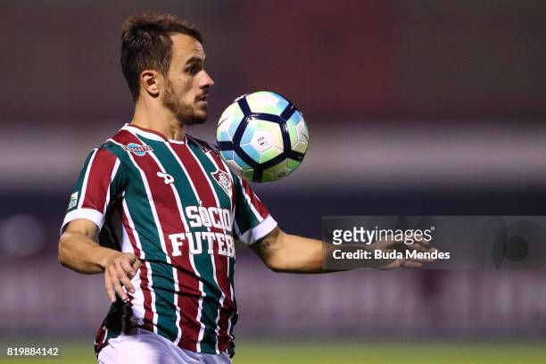 Lucas of Fluminense controls the ball during a match between Fluminense and Cruzeiro as part of Brasileirao Series A 2017 at Giulite Coutinho Stadium...