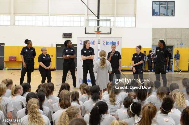 Layshia Clarendon of the Atlanta Dream participates during the Jr. WNBA All-Star Clinic as part of the 2017 WNBA All-Star at the Mercer County Boys...