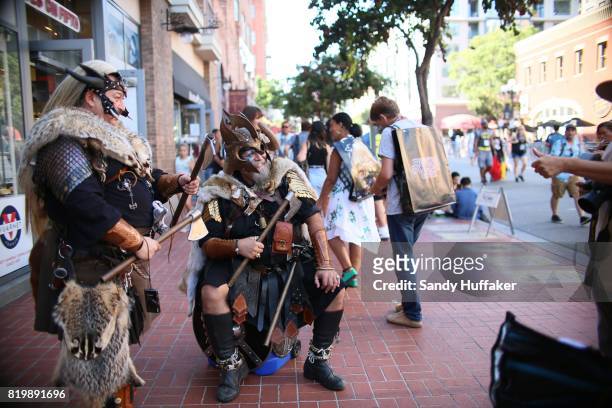 Cosplay characters along 5th Ave in the Gaslamp Quarter during Comic Con International in San Diego, California on Thursday, July 20, 2017. Comic Con...