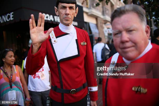 Cosplay characters dressed as Mr. Spock and Captain Kirk from Star Trek along 5th Ave.across from the San Diego Convention Center during Comic Con...