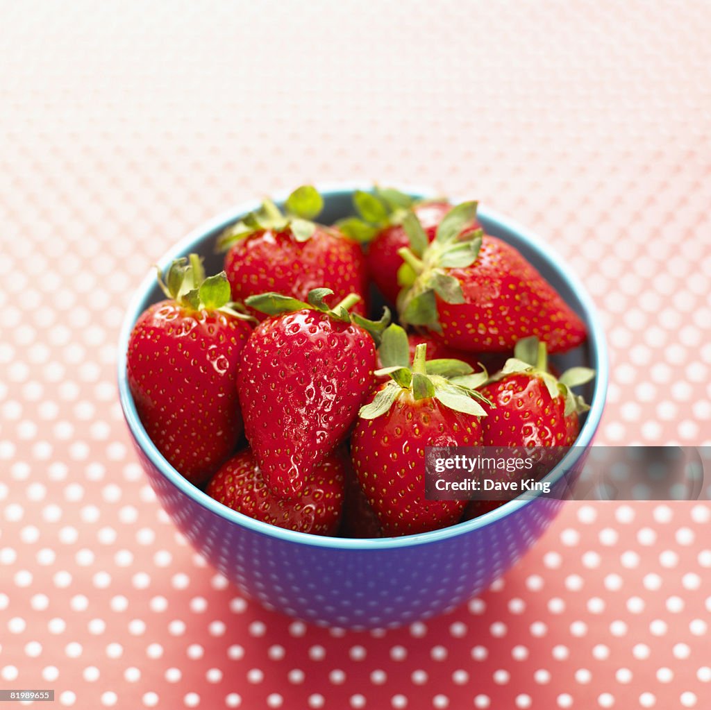 Bowl of strawberries, close up