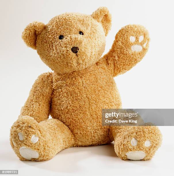 teddy bear waving - teddybear bildbanksfoton och bilder