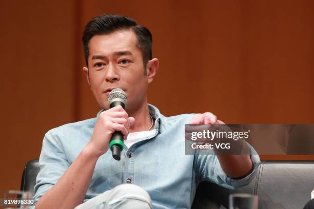 Actor Louis Koo attends screenwriter Yik Wong's lecture on July 20, 2017 in Hong Kong, China.