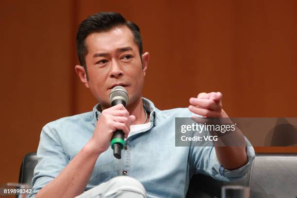 Actor Louis Koo attends screenwriter Yik Wong's lecture on July 20, 2017 in Hong Kong, China.