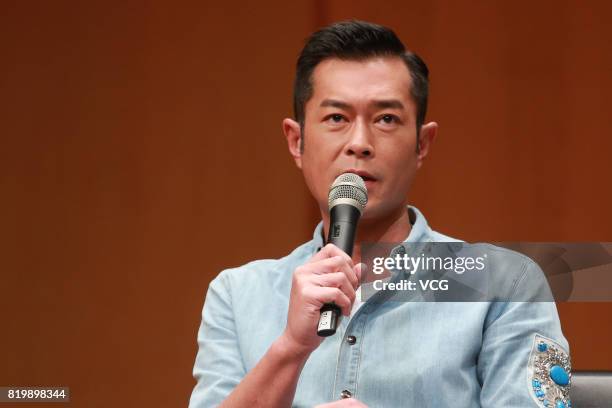 Actor Louis Koo attends screenwriter Yik Wong's lecture on July 20, 2017 in Hong Kong, China.