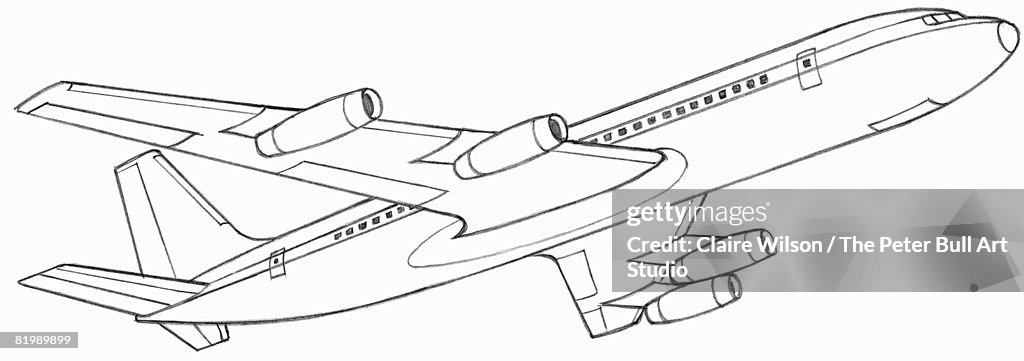 Line drawing of a passenger plane