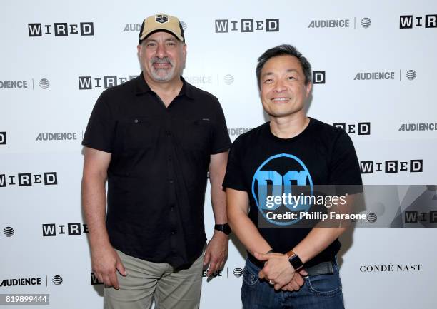 Writer Dan DiDio and comic book artist Jim Lee at 2017 WIRED Cafe at Comic Con, presented by AT&T Audience Network on July 20, 2017 in San Diego,...