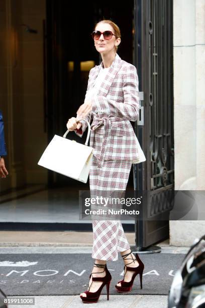 Celine Dion leaves the hotel Royal Monceau in Paris, France, on July 20, 2017.