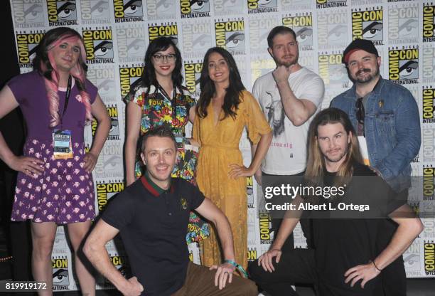 Writer Joan Ford, moderator Chris Hardwick, writers Rachel Heine, Jessica Chobot, Dan Casey, Kyle Hill, and Andrew Bowser attend The Nerdist Panel...