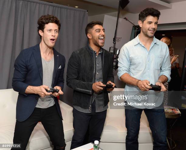 Actors Kyle Harris, Ritesh Rajan, and Damon Dayoub from the television series "Stitchers" stopped by Nintendo at the TV Insider Lounge to check out...