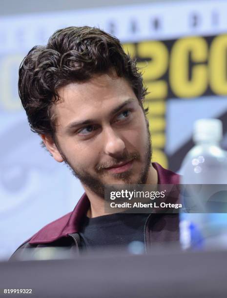 Actor Nat Wolff speaks onstage at Netflix Films: "Bright" and "Death Note" panel during Comic-Con International 2017 at San Diego Convention Center...