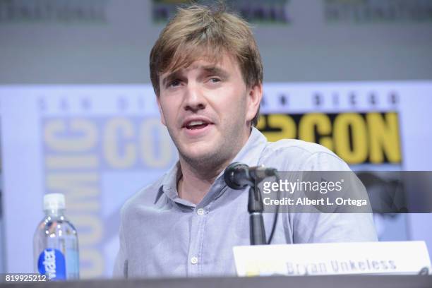 Producer Bryan Unkeless speaks onstage at Netflix Films: "Bright" and "Death Note" panel during Comic-Con International 2017 at San Diego Convention...