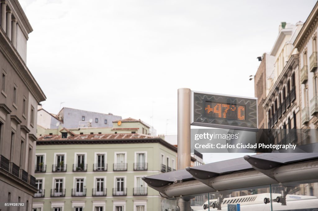 Heat wave in the city center of Madrid, Spain
