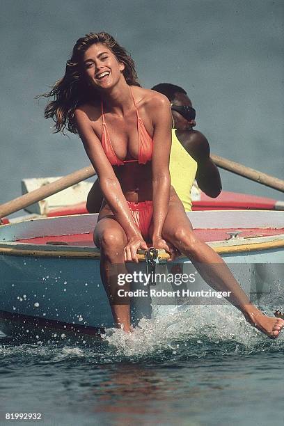 Swimsuit issue 1990: Model Kathy Ireland poses for the 1990 Sports Illustrated Swimsuit issue on January 19, 1990 in Saint Vincent and The...