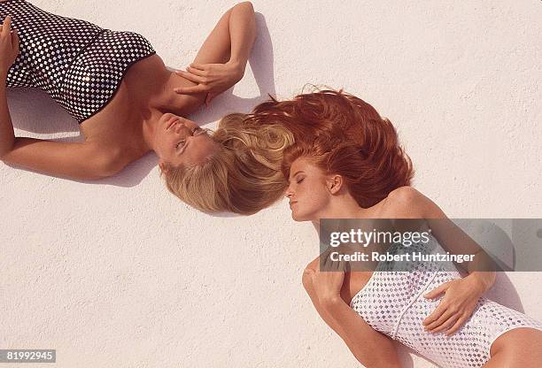 Swimsuit Issue 1992: Models Ashley Richardson Montana and Angie Everhart pose for the 1992 Sports Illustrated Swimsuit issue on November 1, 1991 in...