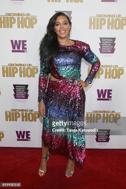 Cast member Angela Simmons attends WE tv's celebration of "Growing Up Hip Hop" Season 3 at the Smithsonian Institute National Museum of African...