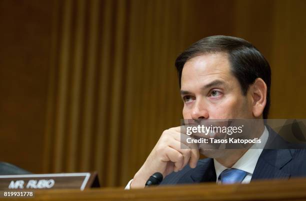 Senator Marco Rubio at Capitol Hill on July 20, 2017 in Washington, DC.