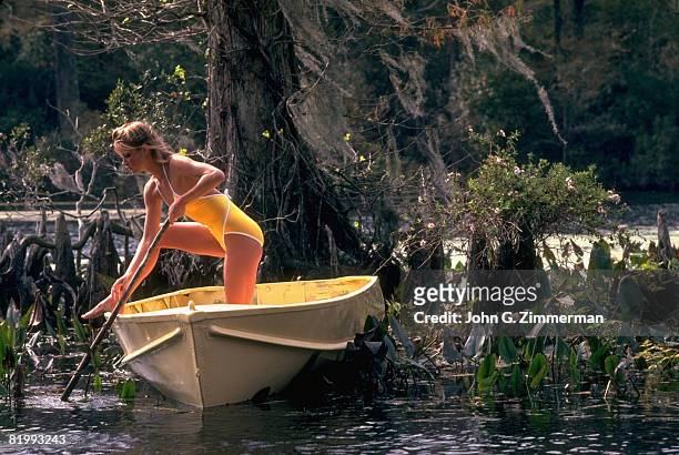 Swimsuit Issue 1981: Model Kelly Emberg poses for the 1981 Sports Illustrated Swimsuit issue on January 2, 1981 in Wakulla Springs in Wakulla County,...