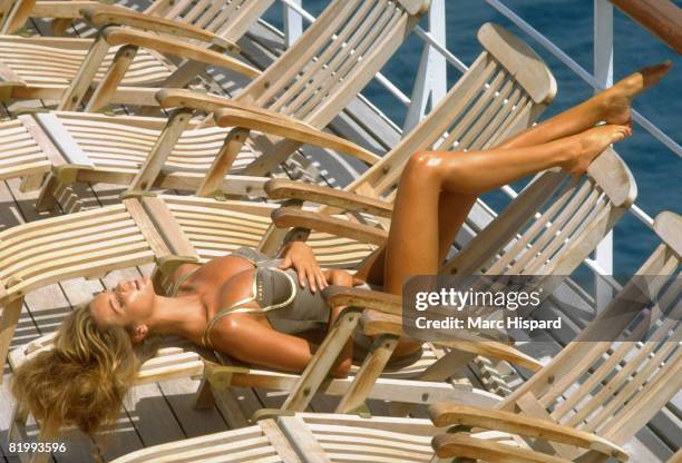 Swimsuit Issue 1991: Model Elle Macpherson poses for the 1991 Sports Illustrated Swimsuit issue on February 1, 1991 in the Caribbean Sea and Indian...