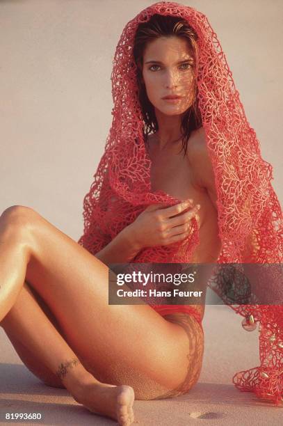 Swimsuit Issue 1991: Model Stephanie Seymour is photographed for the 1991 Sports Illustrated Swimsuit issue on February 1, 1991 in Denpasar, Bali,...