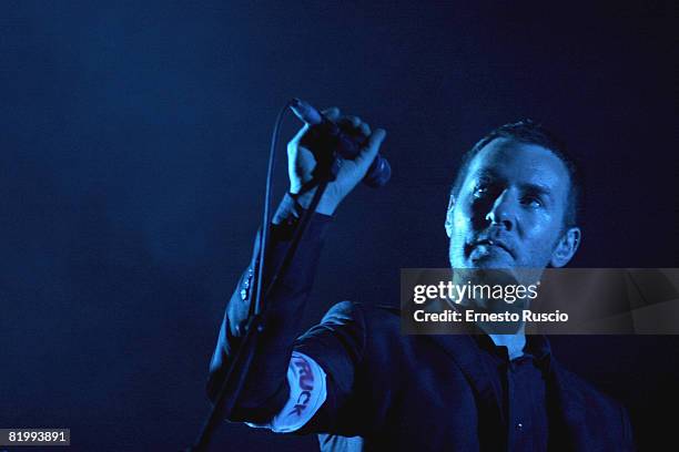 Robert Del Naja of the band Massive Attack live in concert at the RomaRock Festival at Ippodromo delle Capanelle on July 18, 2008 in Rome, Italy.