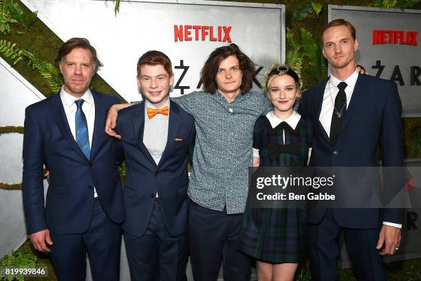 Cast members of Ozark Marc Menchaca, Carson Holmes, Charlie Tahan, Julia Garner and Chris Baker attend the Netflix Original "Ozark" New York...