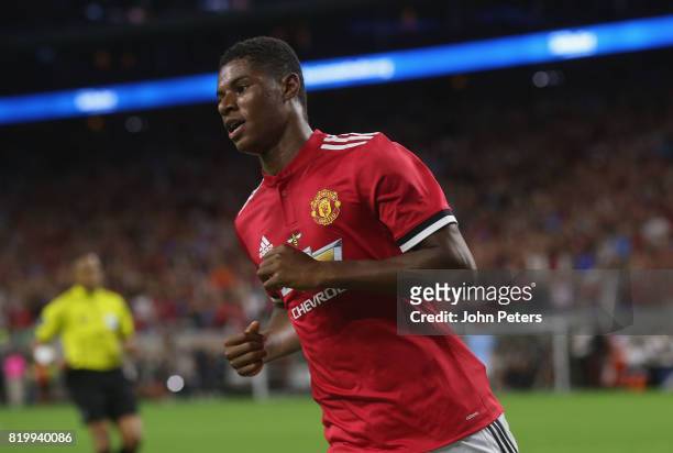 Marcus Rashford of Manchester United celebrates scoring their second goal during the pre-season friendly International Champions Cup 2017 match...
