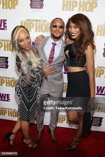 Briana Latrise, Romeo Miller, and Tahira Francis attend WE tv's celebration of "Growing Up Hip Hop" Season 3 at the Smithsonian Institute National...