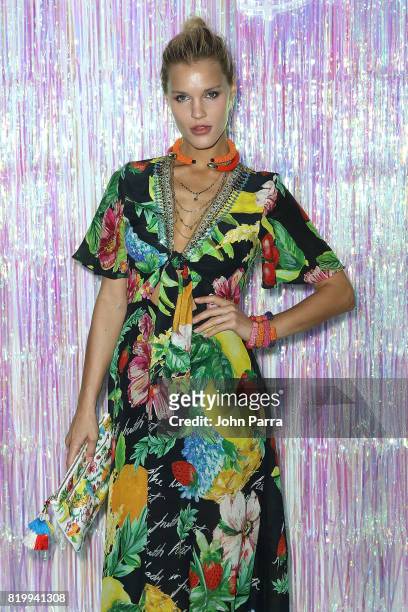 Model Joy Corrigan attends Bollare x The Cobrasnake Miami Swim Week Opening Party At The Miami Beach Edition Basement on July 20, 2017 in Miami...