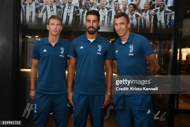 Juventus Football Club players Stephan Lichtsteiner, Sami Khedira, and Mario Mandzukic attend Hublot Welcomes Juventus Football Club To NYC at Hublot...