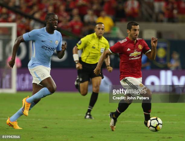 Henrikh Mkhitaryan of Manchester United in action with Yaya Toure of Manchester City during the pre-season friendly International Champions Cup 2017...