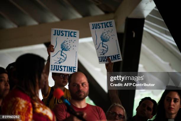 Nekima Levy-Pounds speaks at a march to honor the life of Justine Damond on July 20, 2017 in Minneapolis, Minnesota. Several days of demonstrations...