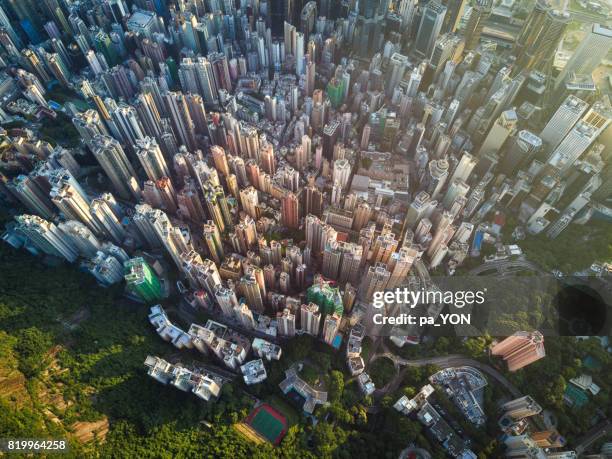 aerial scene of hong kong - urban sprawl ストックフォトと画像